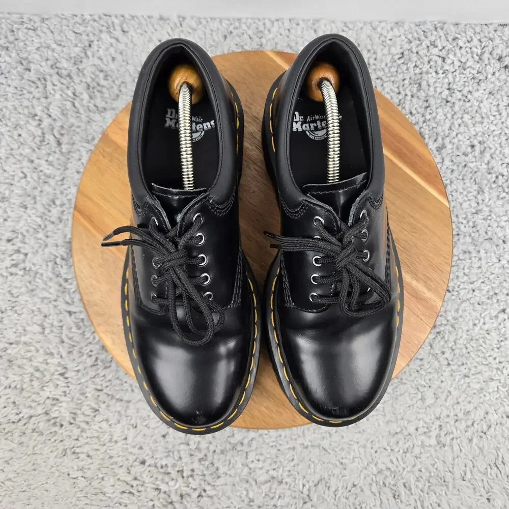 Dr. Martens Womens 10 8053 Quad Black Platform 5-Eye Low Top Casual Y2K Boots